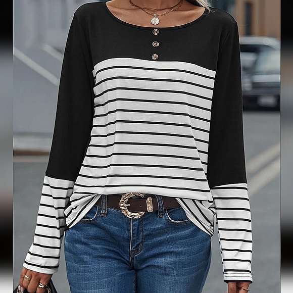 Women's  Long Sleeves Loose T- Shirt. - Picture 5 of 6